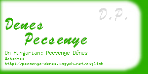 denes pecsenye business card